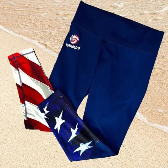 adidas USA Volleyball Performer Crop Leggings EUC Olympics - Picture 1 of 8